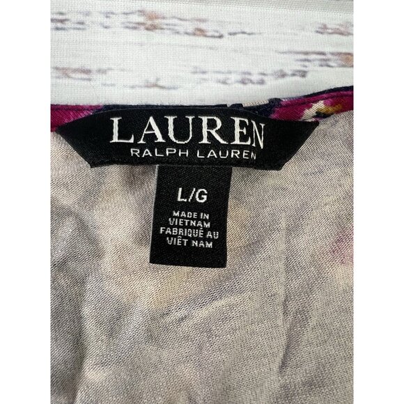 Lauren Ralph Lauren Black Label Peplum Frill Blouse Sz L Blue Floral - Picture 8 of 10